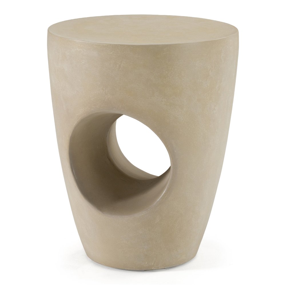 Carville - Modern Beige Fiberform Dining Stool/End Table. Picture 4