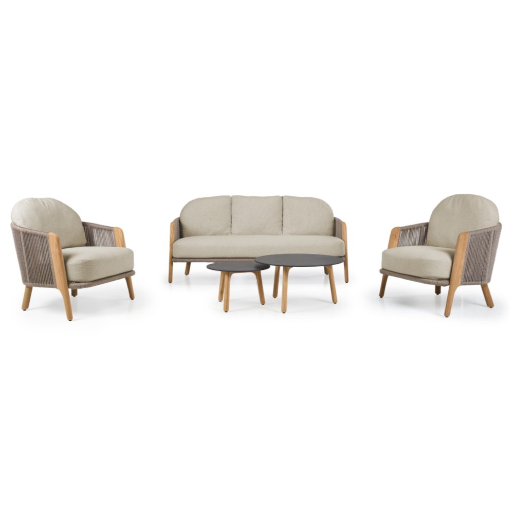 Cayman - Outdoor Beige + Teak Sofa Set. Picture 7