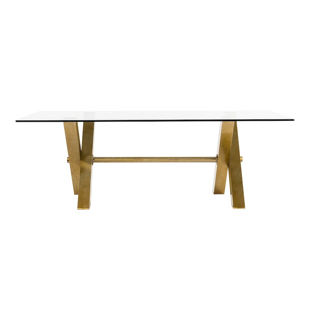 Modrest Dandy - Modern Golden & 15mm Glass Dining Table. Picture 4
