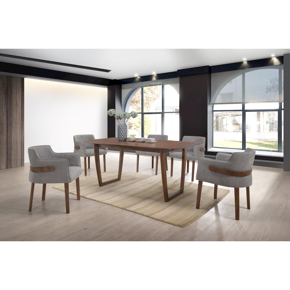 Modrest Jordan Modern Walnut & Grey Dining Set. Picture 3