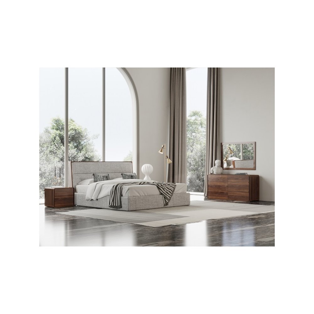 Modrest Dustin - Eastern King Modern Grey and Walnut Bed. Picture 3