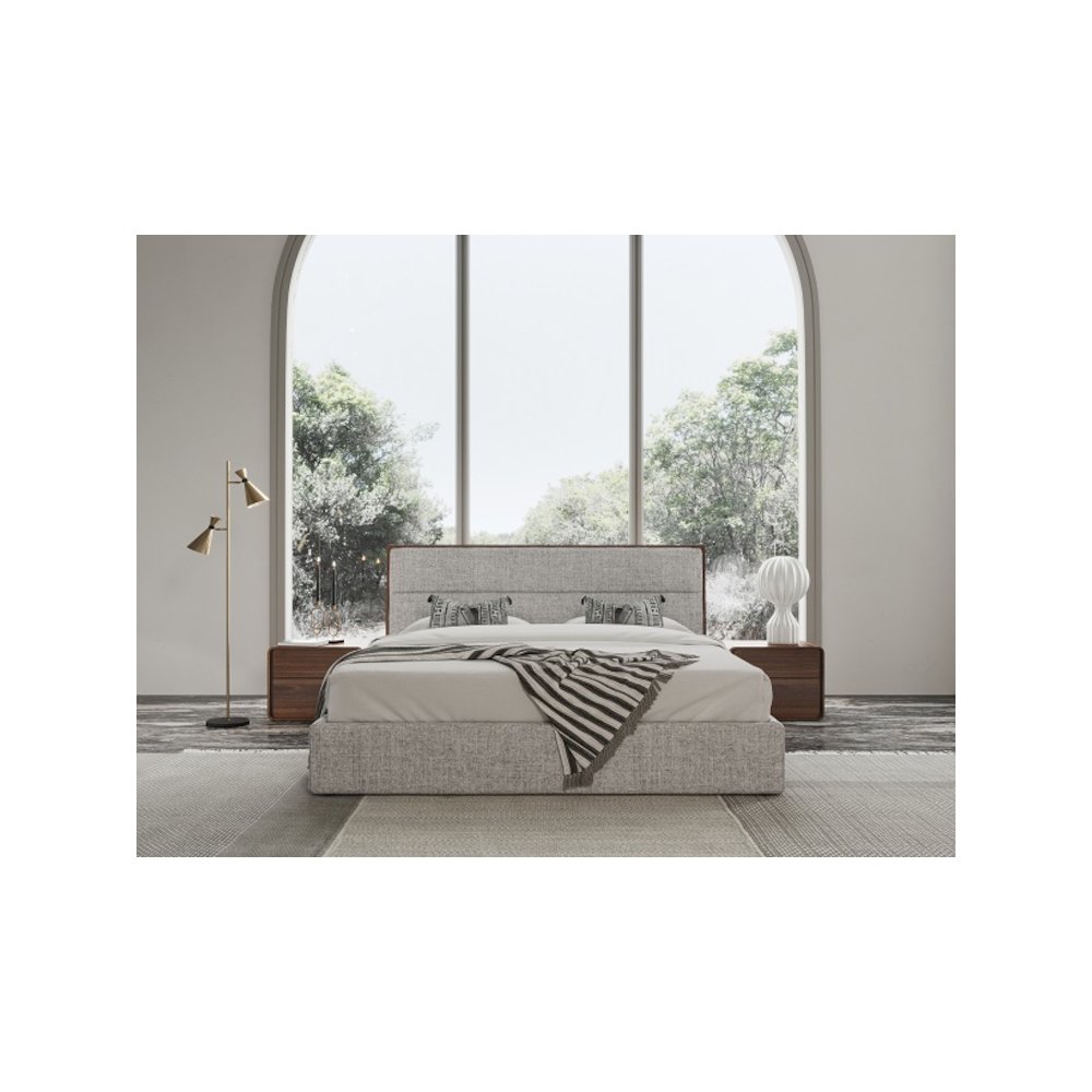 Modrest Dustin - Eastern King Modern Grey and Walnut Bed. Picture 4