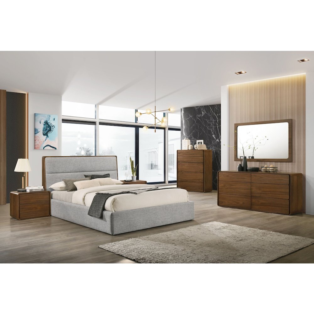 Modrest Dustin - Eastern King Modern Grey and Walnut Bed. Picture 2