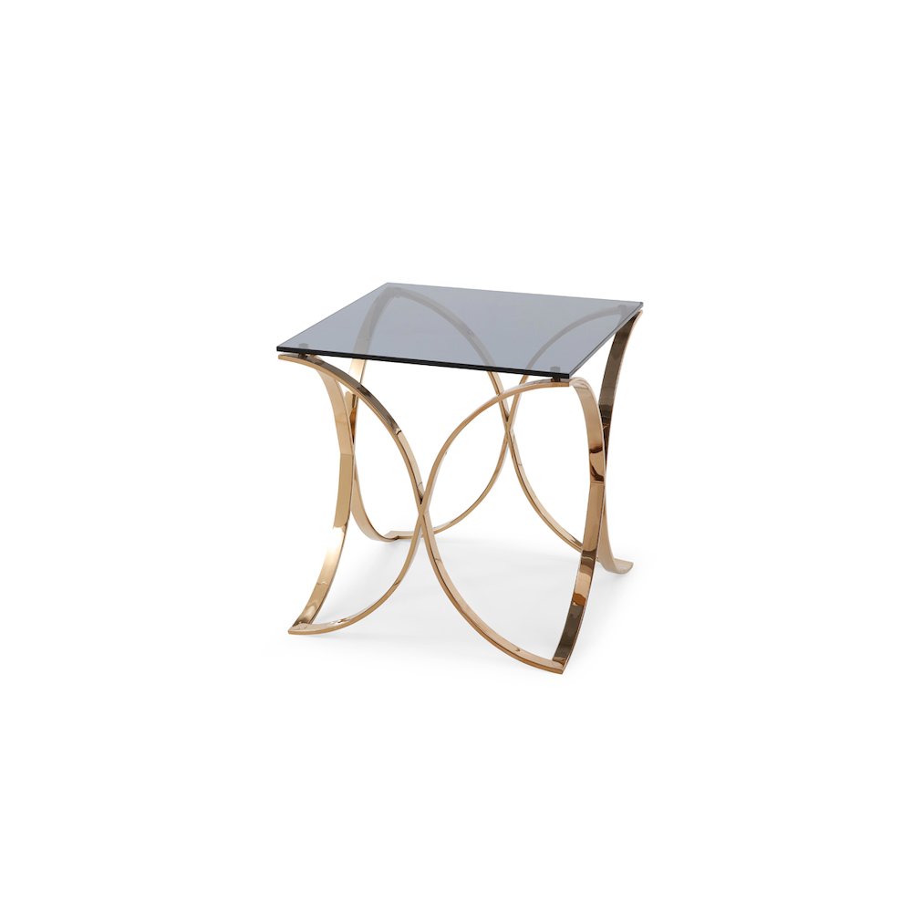 Modrest Reklaw Modern Smoked Glass & Rosegold End Table. Picture 3