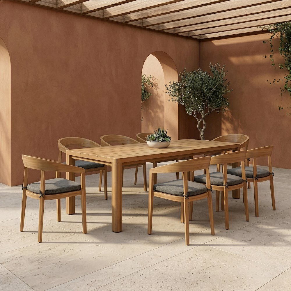 Evora - Outdoor Eucalyptus Rectangular Dining Table. Picture 9