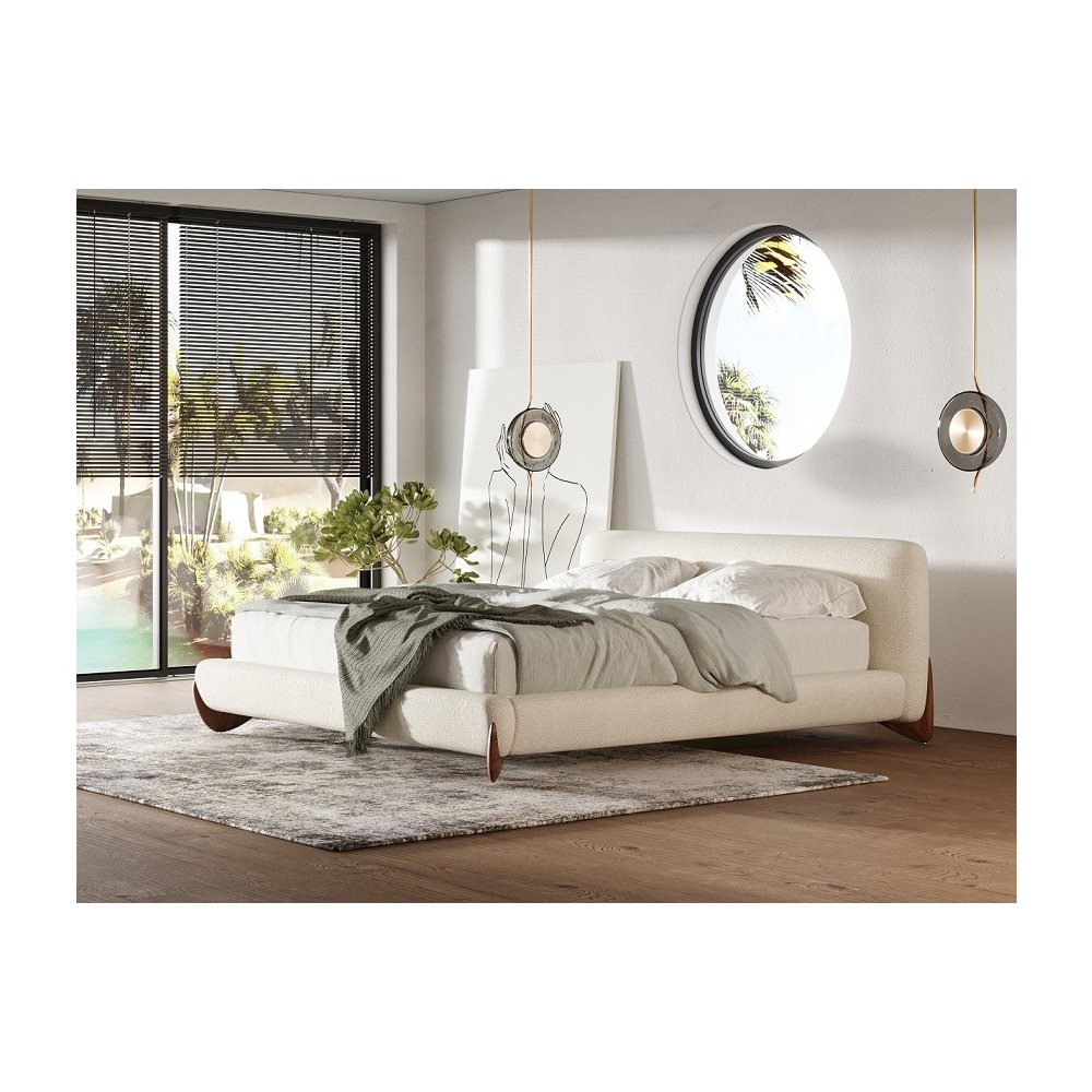 Modrest Fleury - Queen Contemporary Cream and Walnut Bed. Picture 2