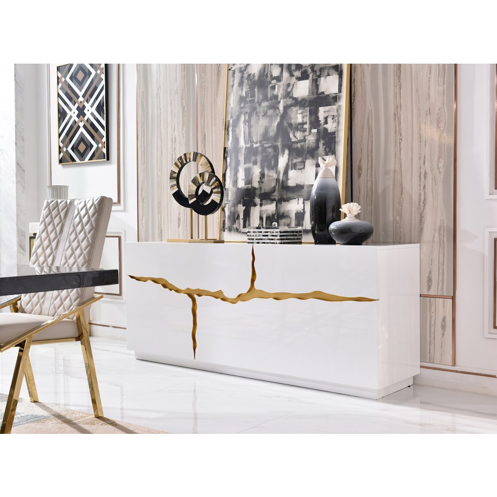 Modrest Aspen Modern White & Gold Buffet. Picture 2