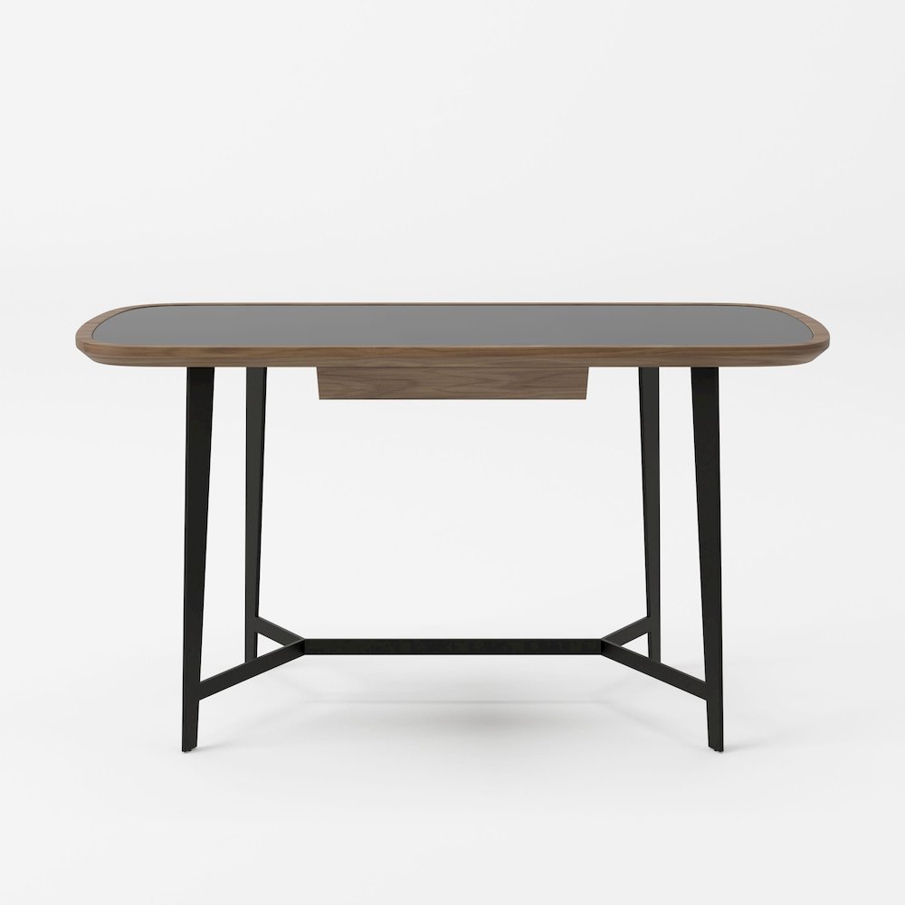 Modrest Girard - Modern Walnut & Black Glass Desk. Picture 4