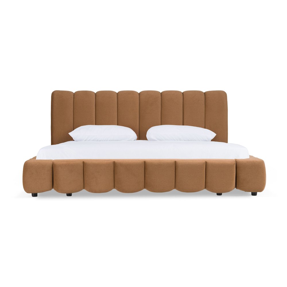 Modrest Harris - Eastern King Modern Brown Fabric Bed. Picture 1