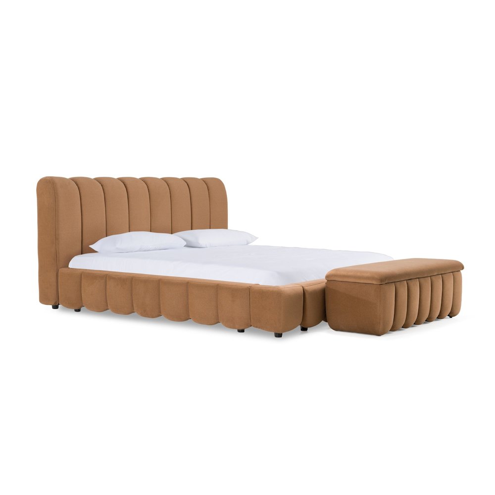 Modrest Harris - Eastern King Modern Brown Fabric Bed. Picture 3