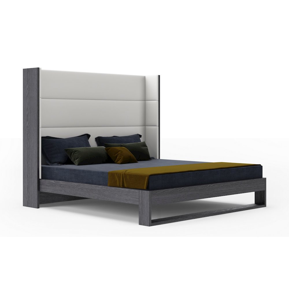 Modrest Heloise - Eastern King Contemporary White and Grey Bed. Picture 2