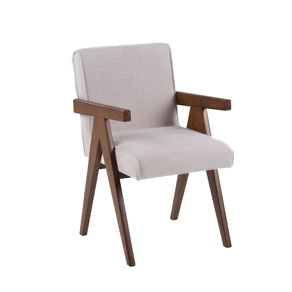 Modrest Joseline - Modern Beige Fabric + Walnut Dining Chair (Set of 2). Picture 4