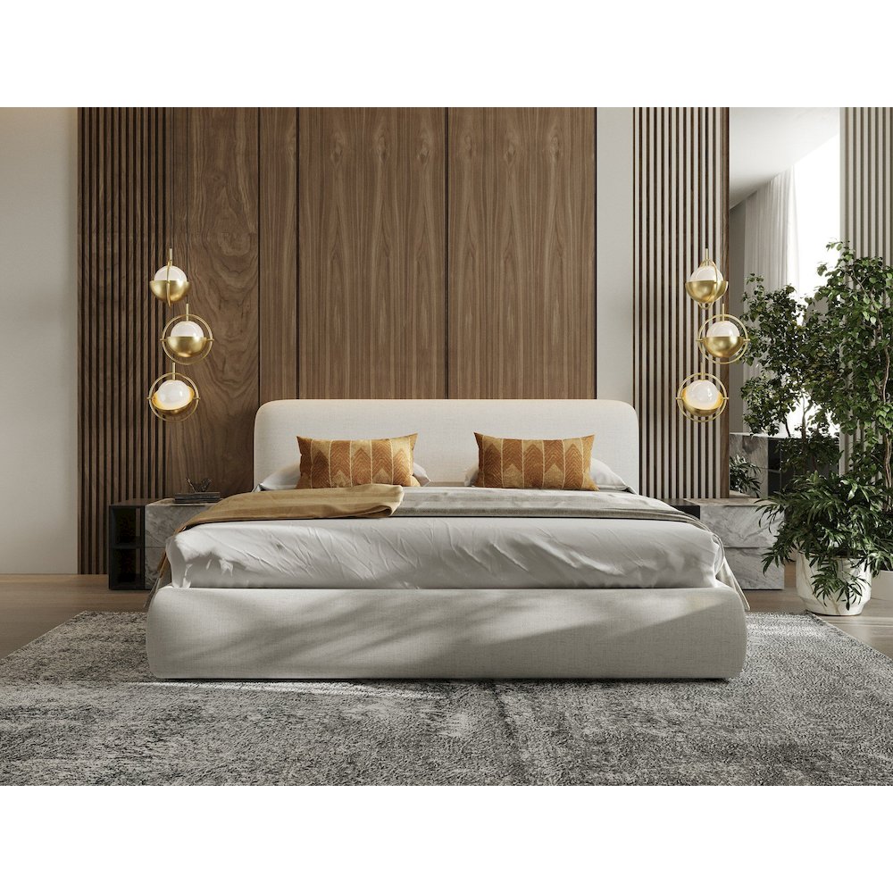 Modrest Liam - Eastern King Modern Ivory Upholstered Bed. Picture 4