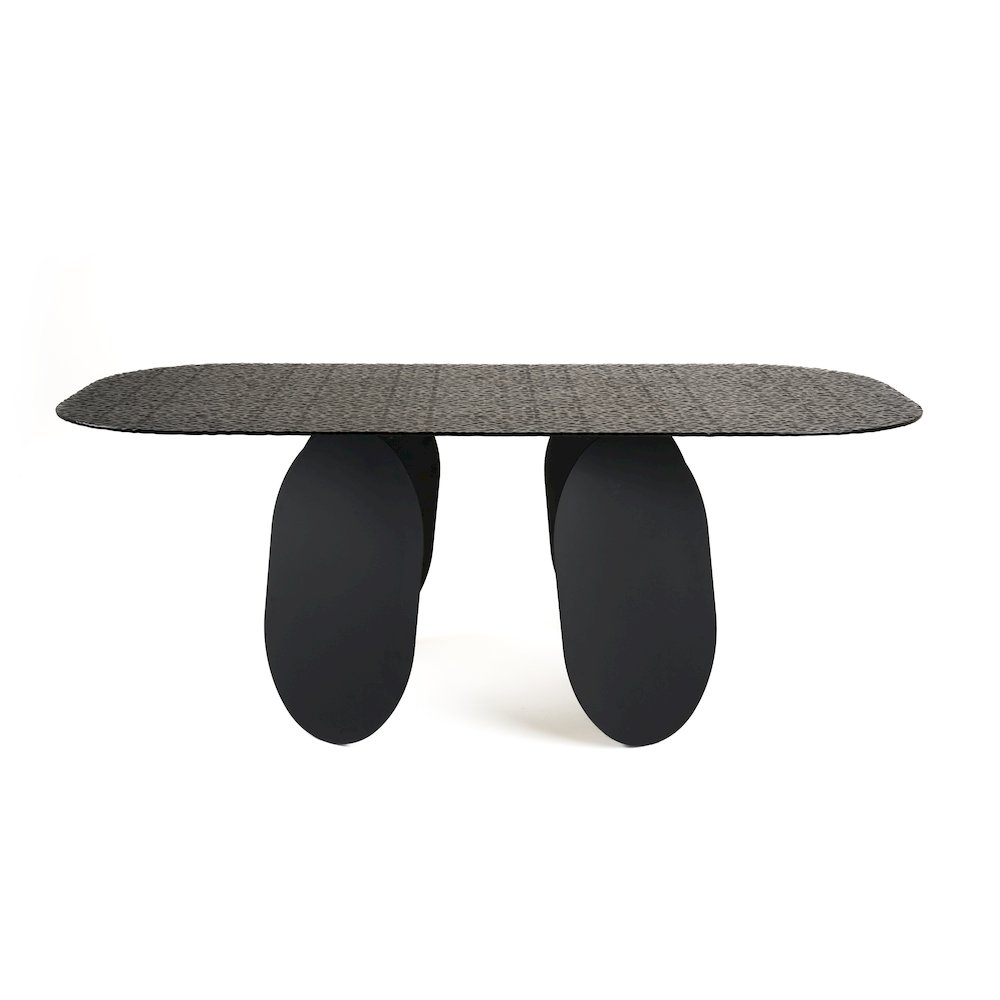 Modrest Maxine - Modern Hammered Grey Glass Rectangular Dining Table. Picture 4