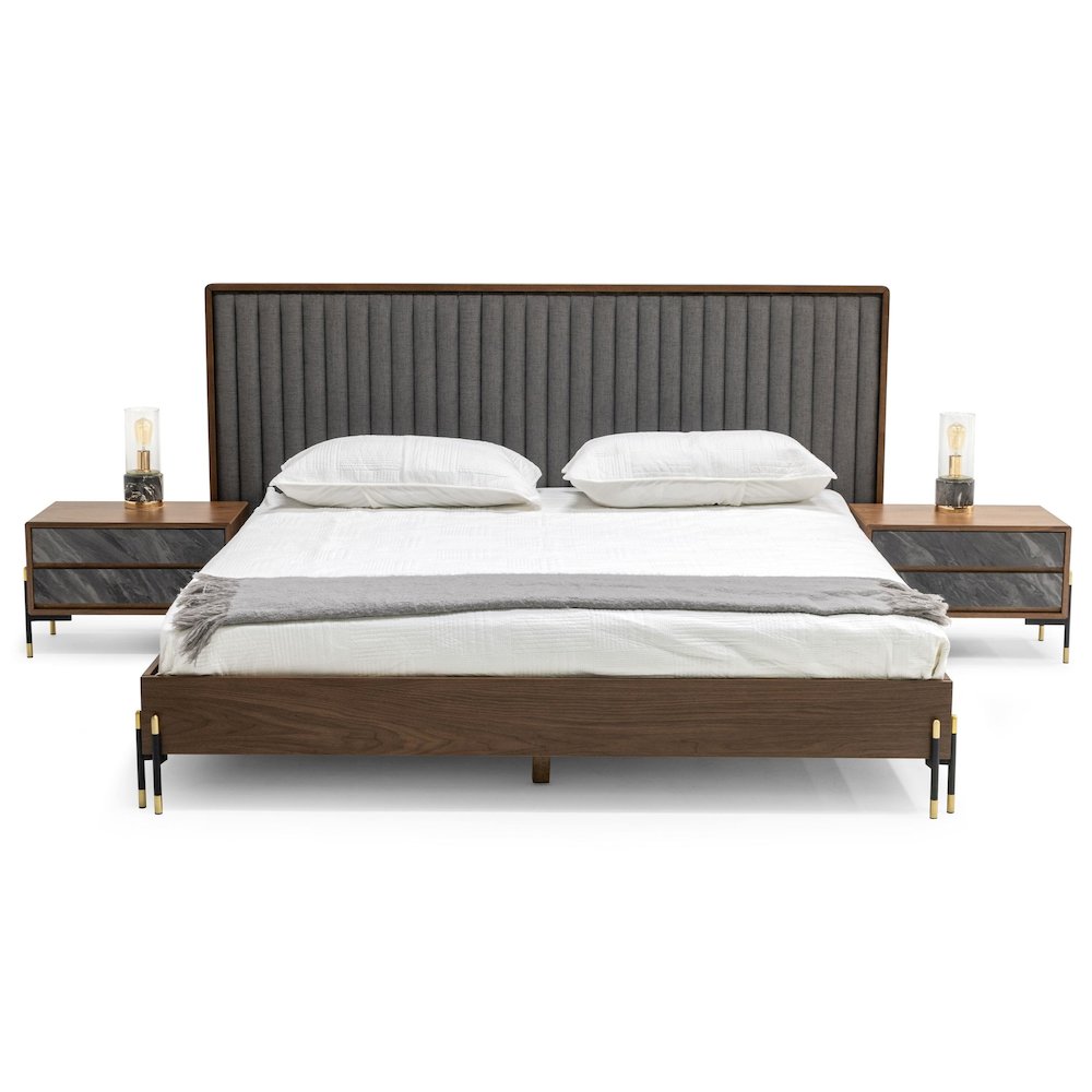 Nova Domus Metcalf - Eastern King Mid-Century Walnut and Grey Bed. Picture 2