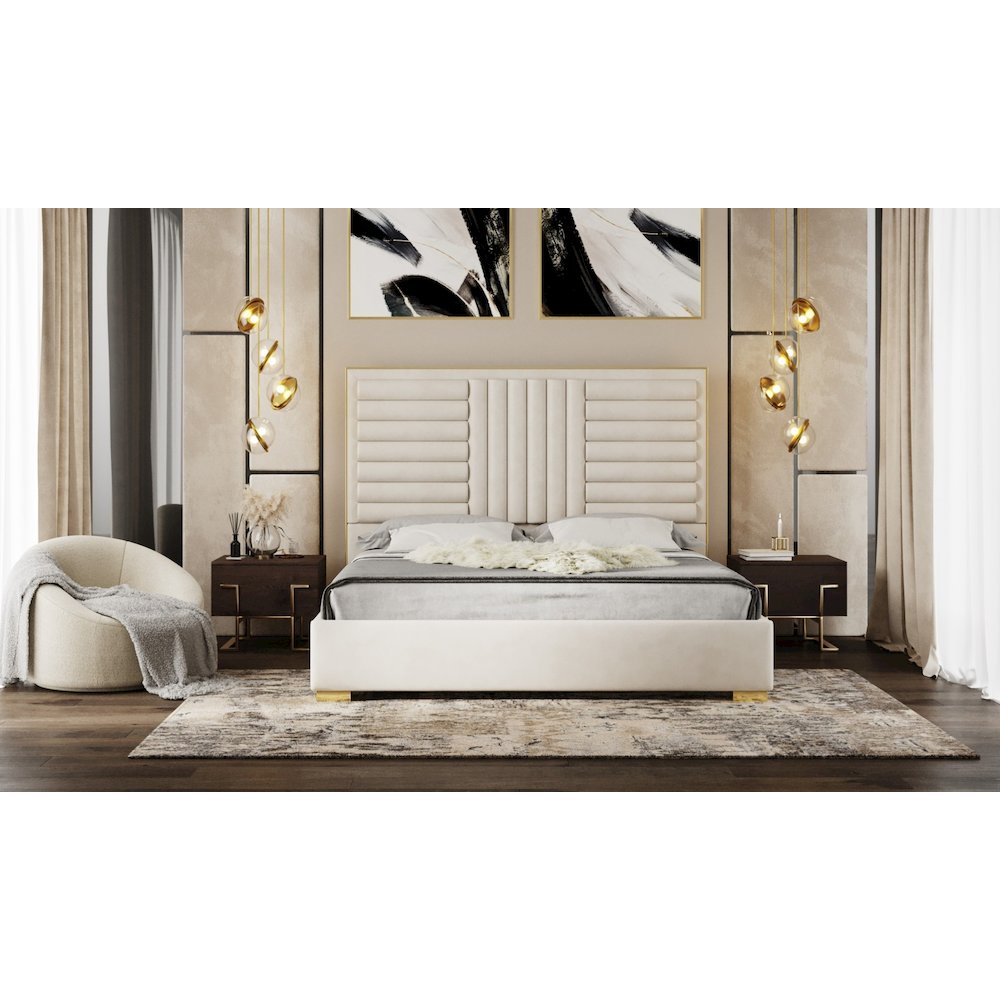 Modrest Daystar - Eastern King Modern Beige and Gold Bed. Picture 4