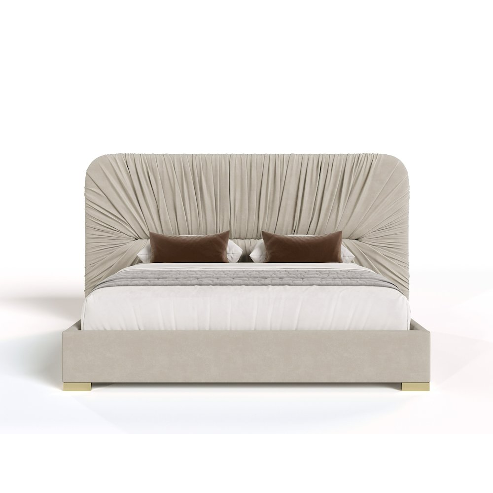Modrest Florence - Eastern King Modern Beige and Gold Bed. Picture 7