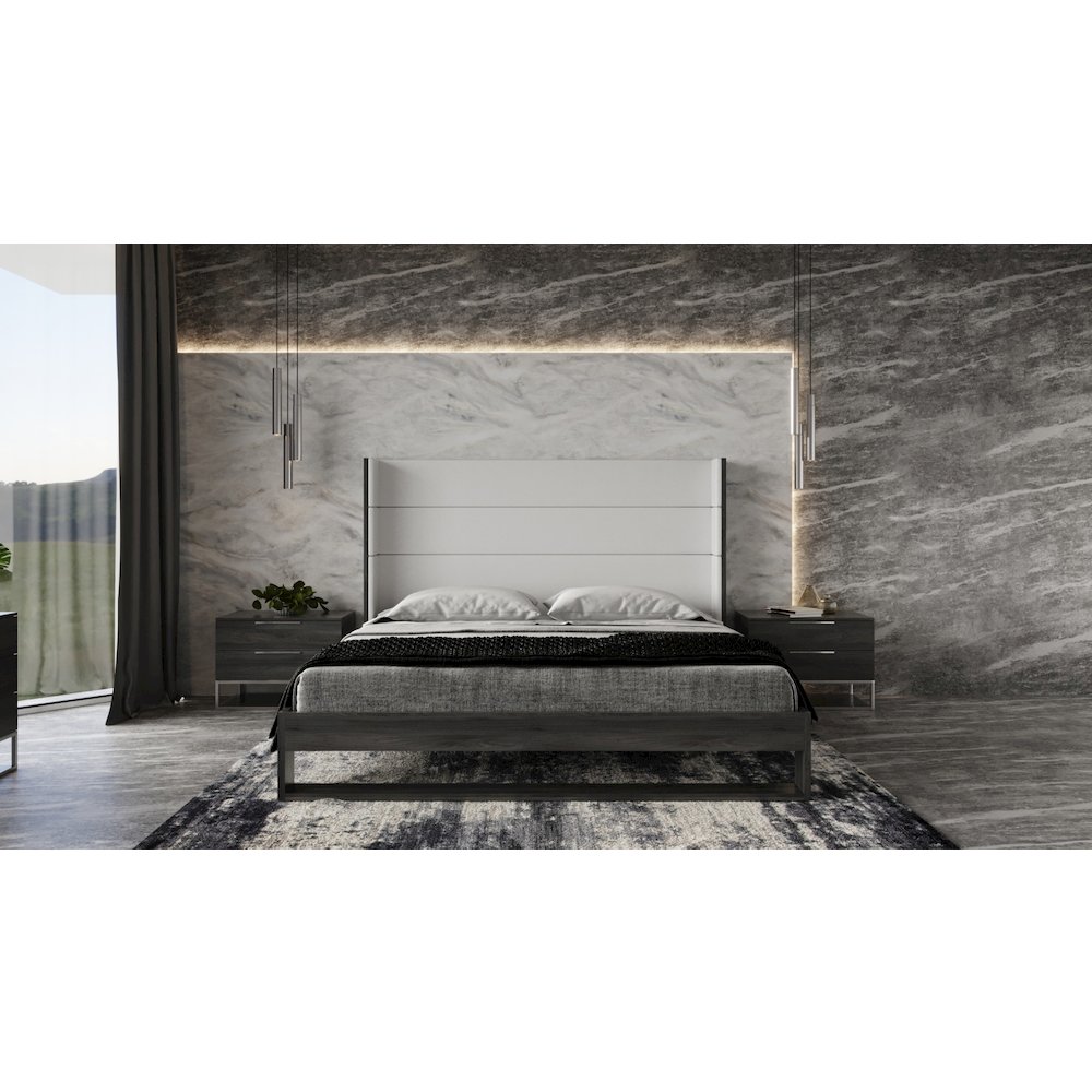 Modrest Heloise - Eastern King Contemporary White and Grey Bed. Picture 4