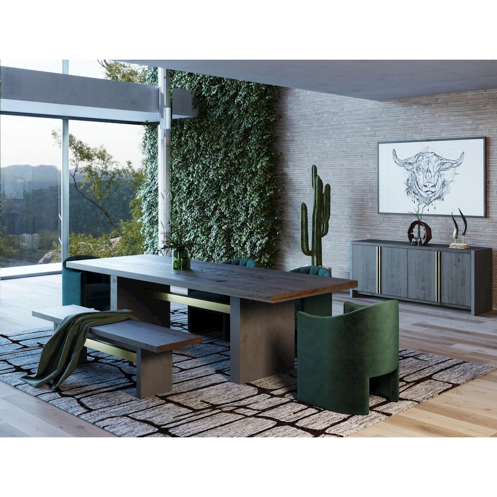 Modrest June - Modern Dark Grey & Walnut Dining Table. Picture 3