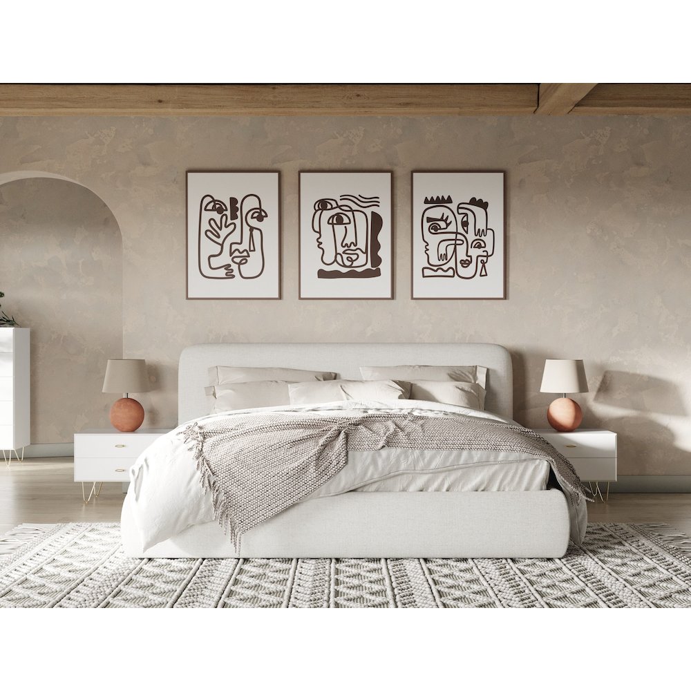 Modrest Liam - Eastern King Modern Ivory Upholstered Bed. Picture 3
