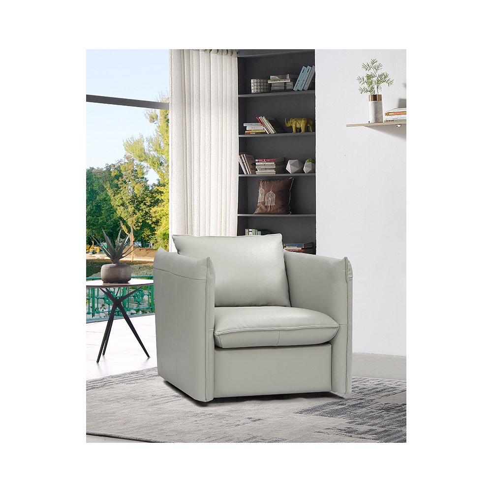 Divani Casa Tamworth Modern Grey Leather Swivel Chair. Picture 6