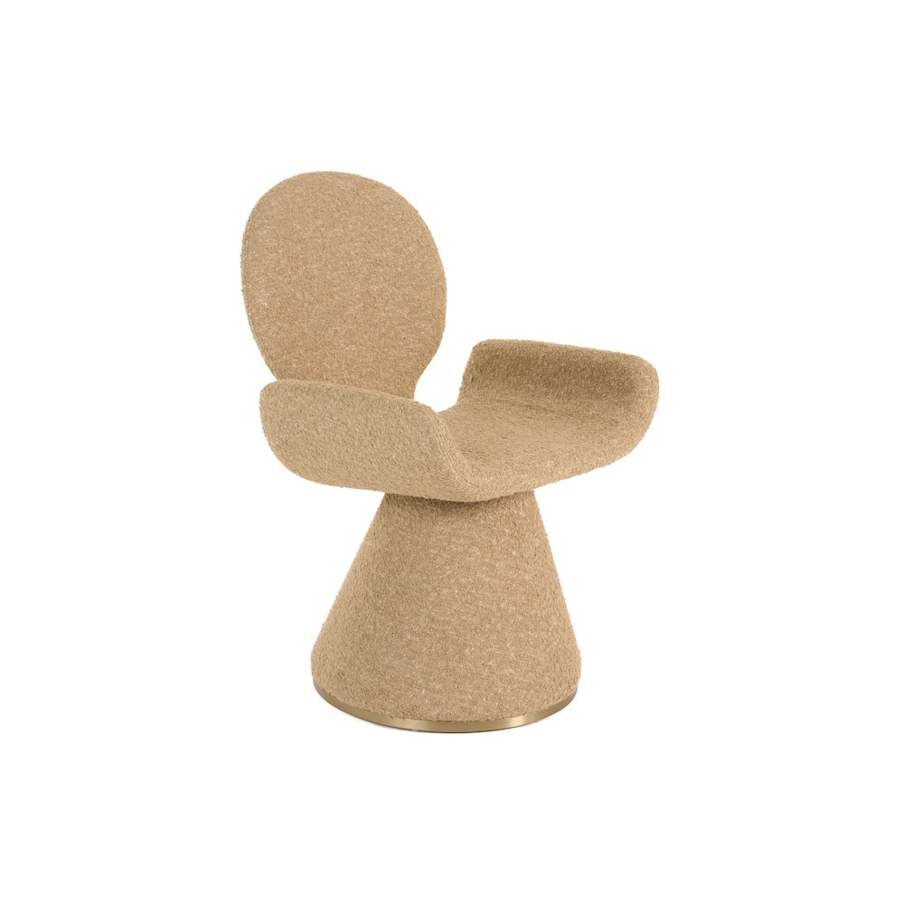 Modrest Neptune - Contemporary Beige Fabric + Brushed Brass Dining Chair. Picture 2