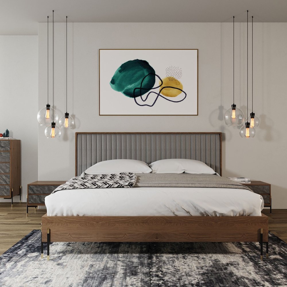 Nova Domus Metcalf - Eastern King Mid-Century Walnut and Grey Bed. Picture 4