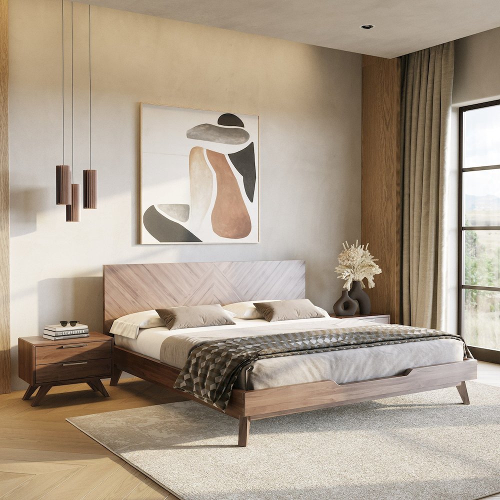 Soren - Modern Walnut Queen Bed. Picture 3