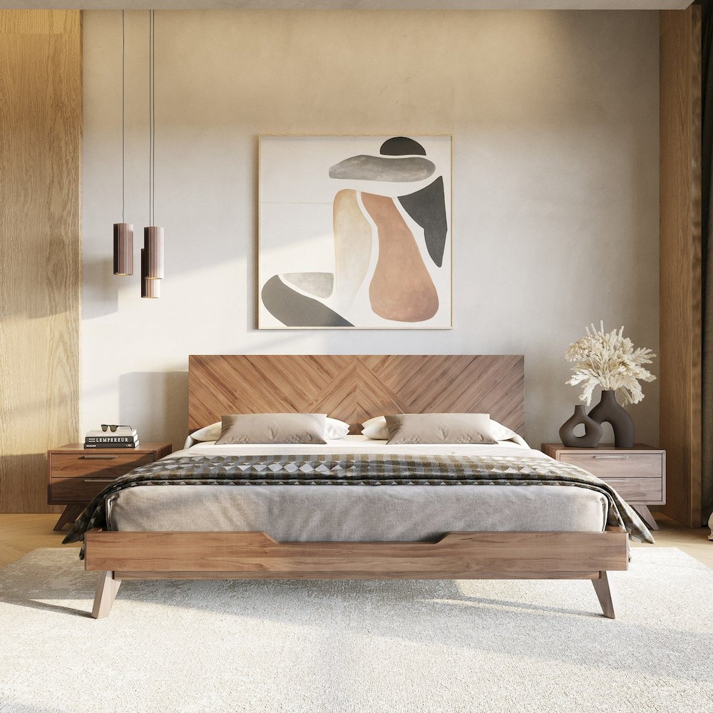 Soren - Modern Walnut Queen Bed. Picture 2
