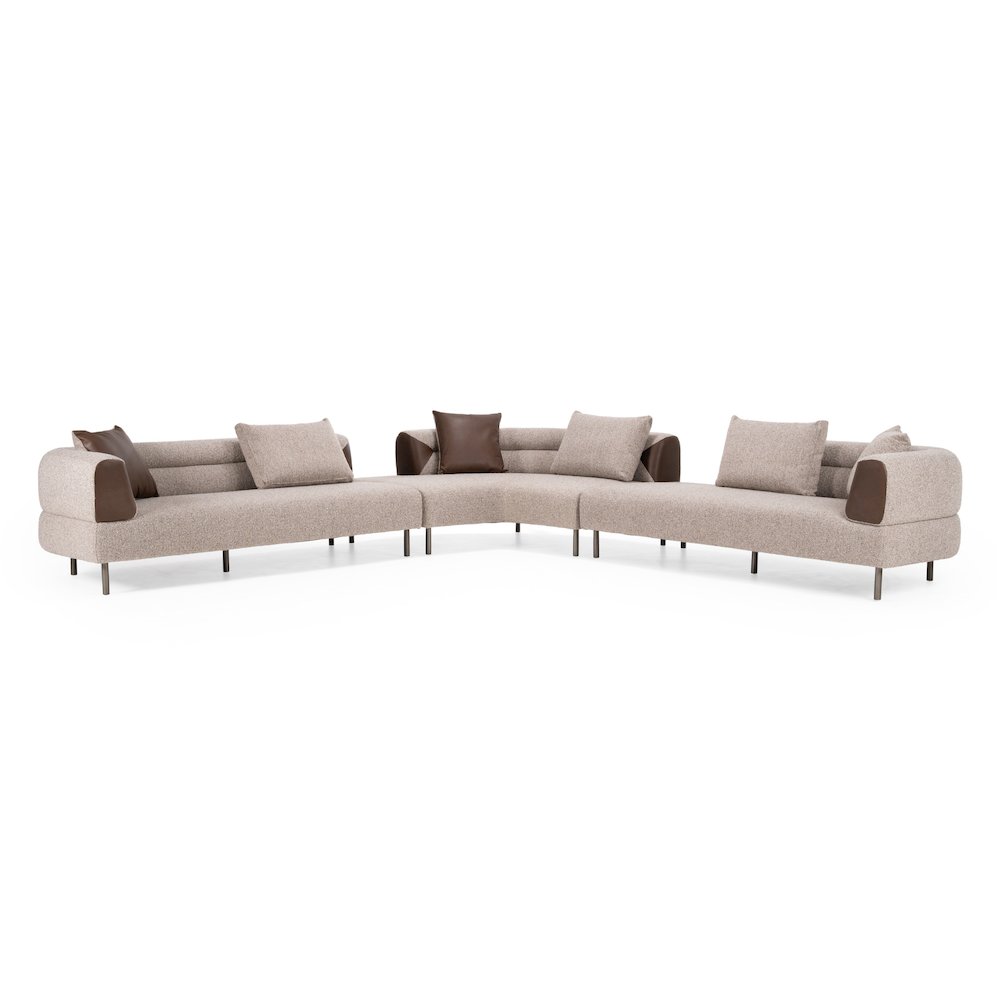 Divani Casa Plume - Modern Brown Fabric Sectional Sofa. Picture 9
