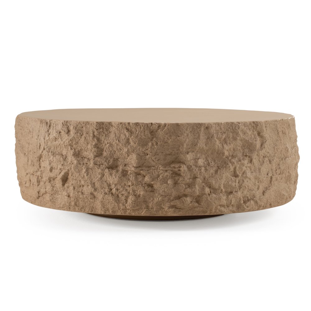 Modrest Quarry - Modern Beige Round Coffee Table. Picture 4