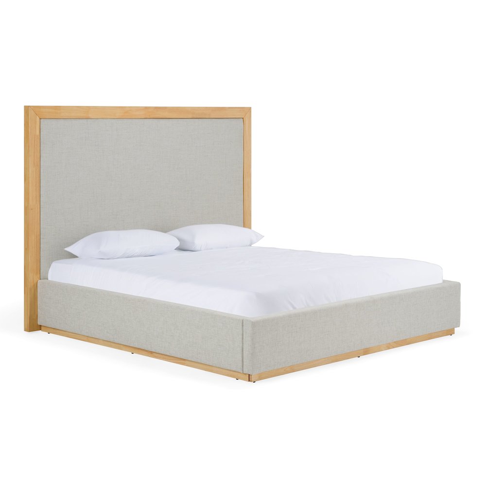 Santa Barbara - Modern Grey Fabric Natural Queen Bed. Picture 4