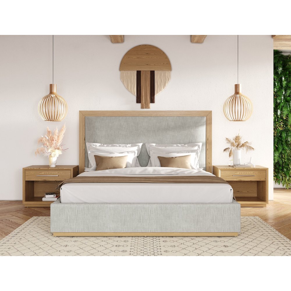 Santa Barbara - Modern Grey Fabric Natural Queen Bed. Picture 2