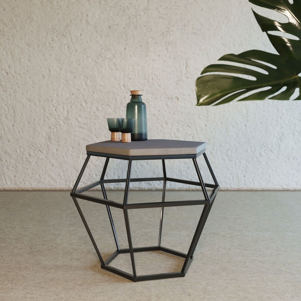Modrest Tartan Modern Concrete & Metal End Table. Picture 8