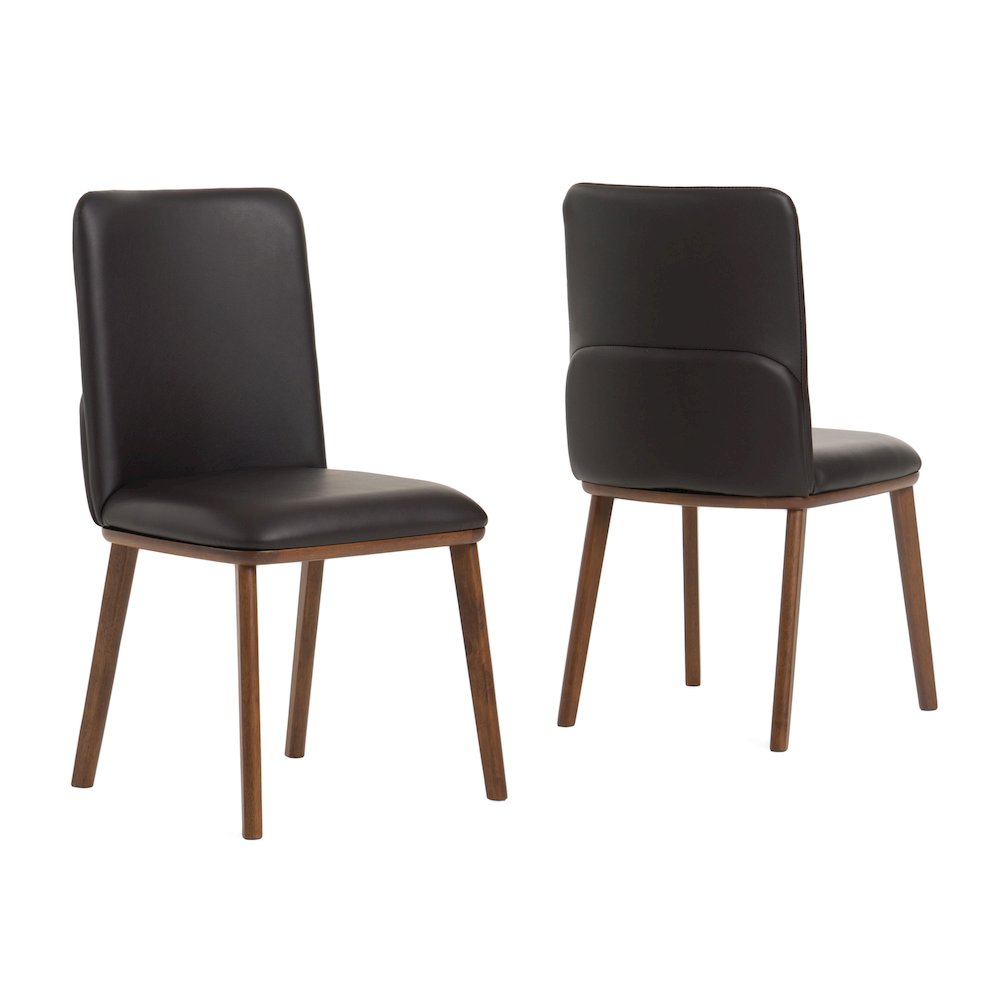 Utah - Modern Walnut and Brown Eco-Leather Dining Chair- Set of 2. Picture 4