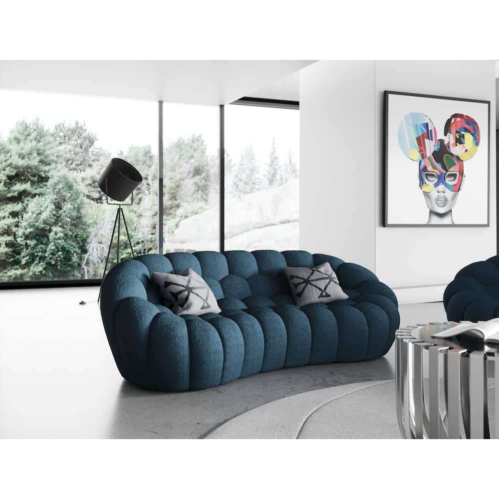 Divani Casa Yolonda - Modern Curved Dark Teal Fabric Loveseat. Picture 10