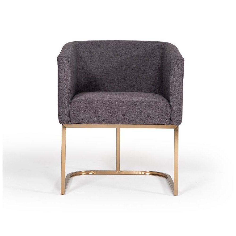 Modrest Yukon Modern Grey Fabric & Antique Brass Dining Chair. Picture 2