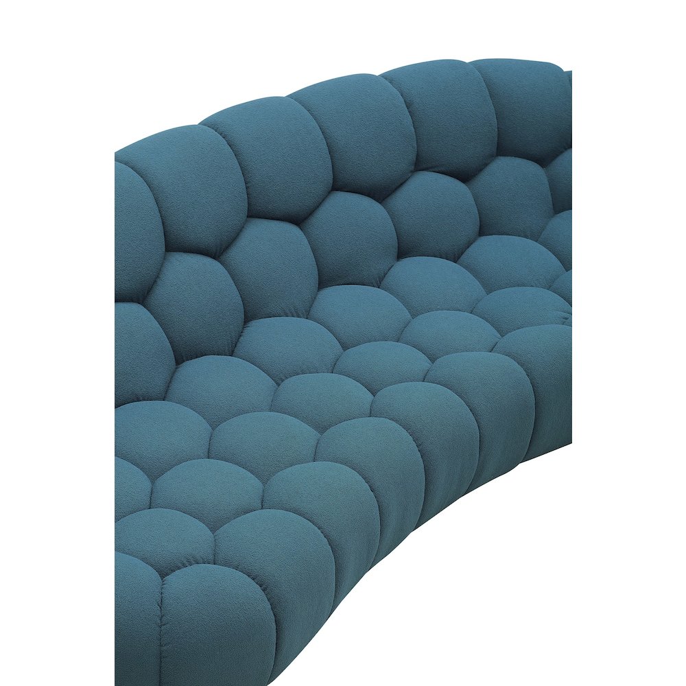 Divani Casa Yolonda - Modern Curved Dark Teal Fabric Loveseat. Picture 7