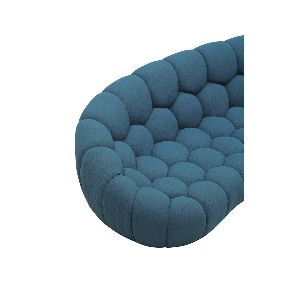 Divani Casa Yolonda - Modern Curved Dark Teal Fabric Loveseat. Picture 8