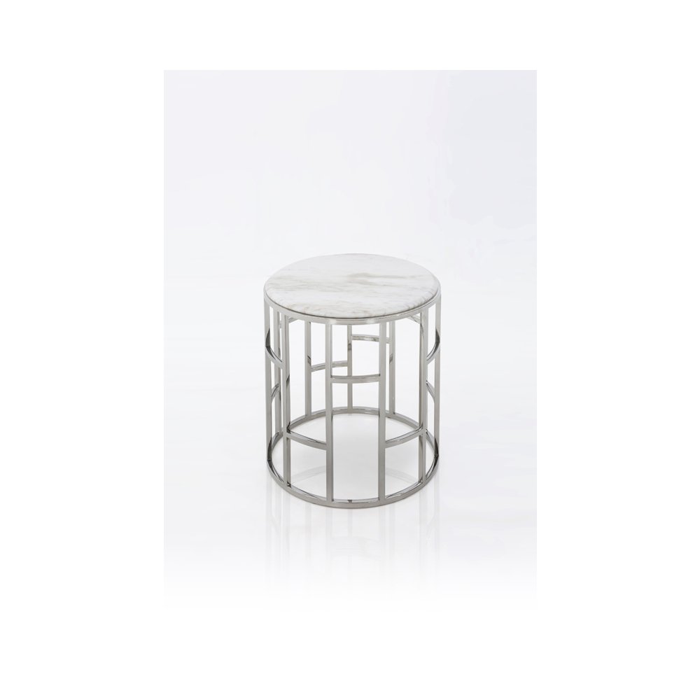 Modrest Silvan Modern Marble & Stainless Steel End Table. Picture 1