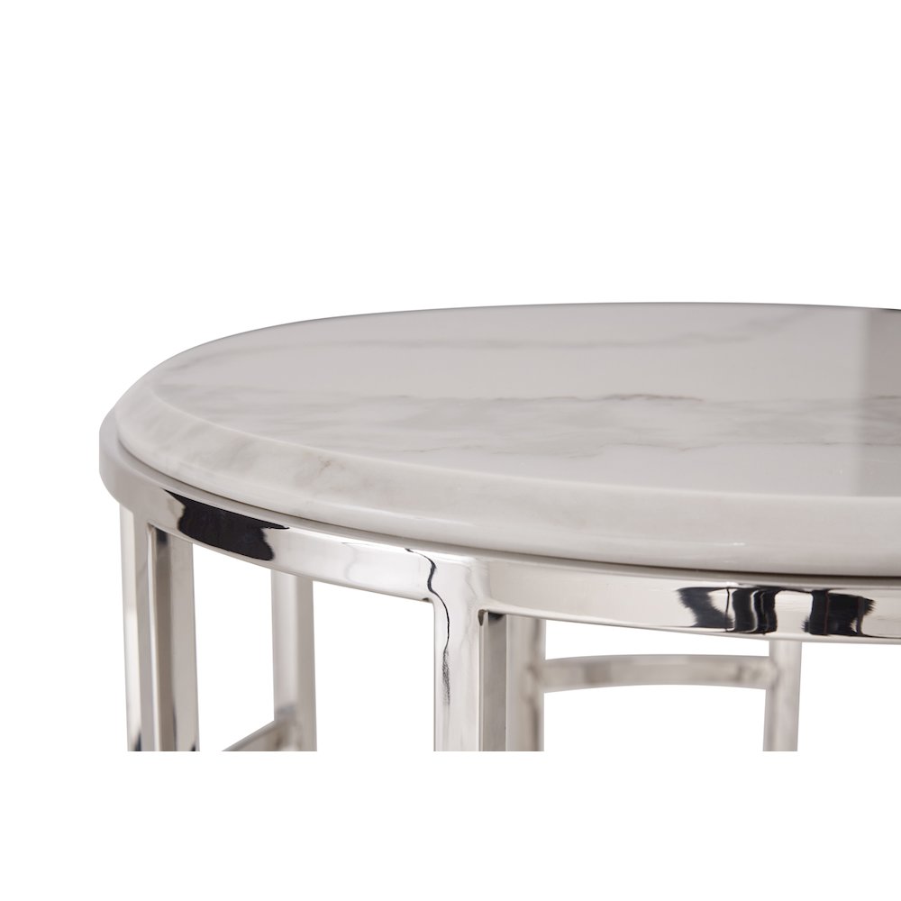 Modrest Silvan Modern Marble & Stainless Steel End Table. Picture 3