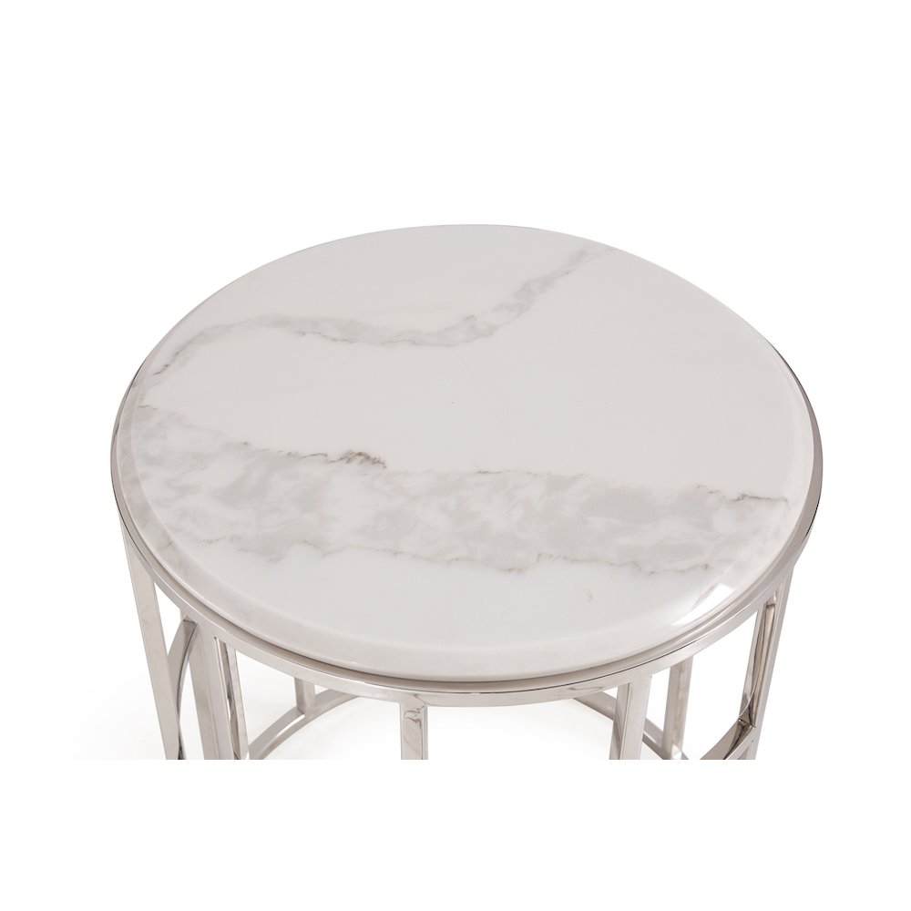 Modrest Silvan Modern Marble & Stainless Steel End Table. Picture 4