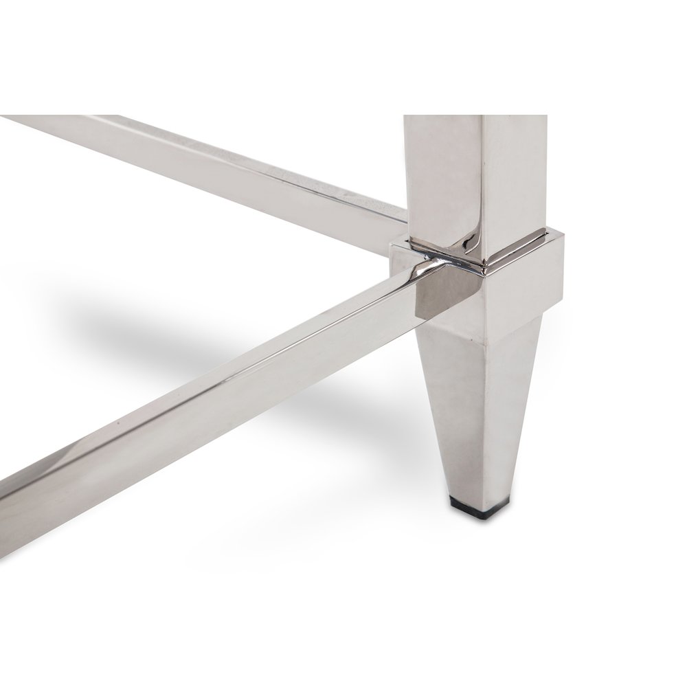 Agar Modern Glass and Stainless Steel Console Table. Picture 3