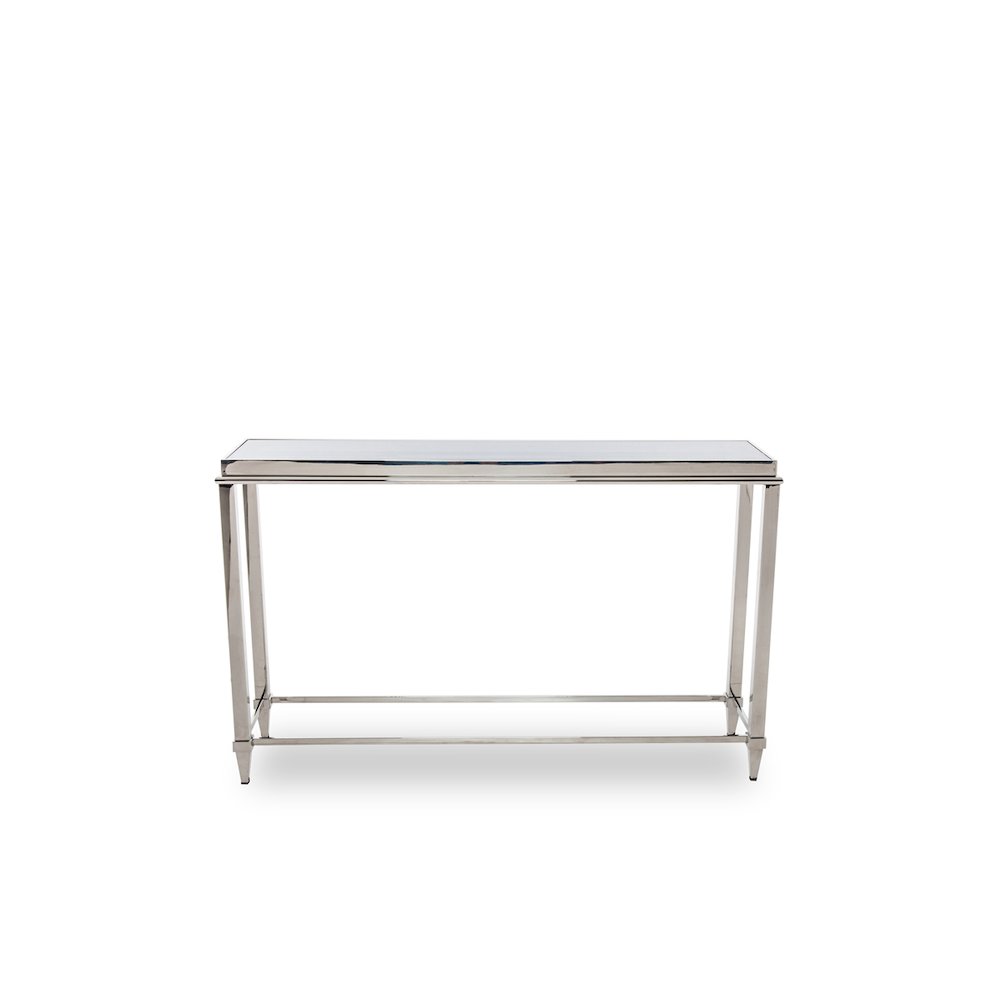 Agar Modern Glass and Stainless Steel Console Table. Picture 4