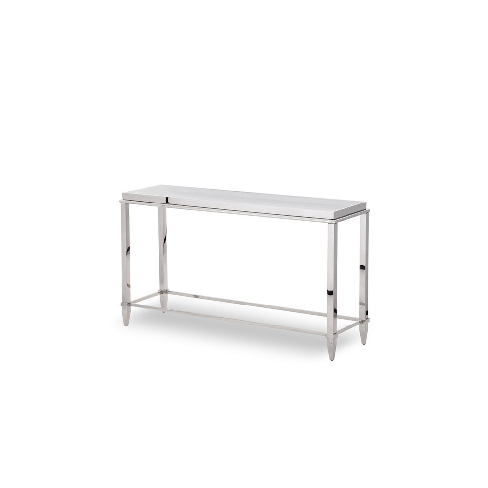 Agar Modern Glass and Stainless Steel Console Table. Picture 2