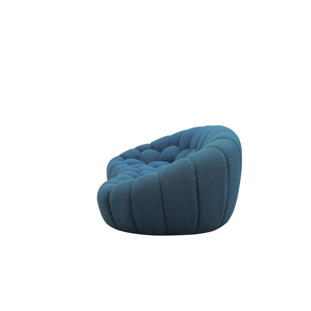 Divani Casa Yolonda - Modern Curved Dark Teal Fabric Loveseat. Picture 4
