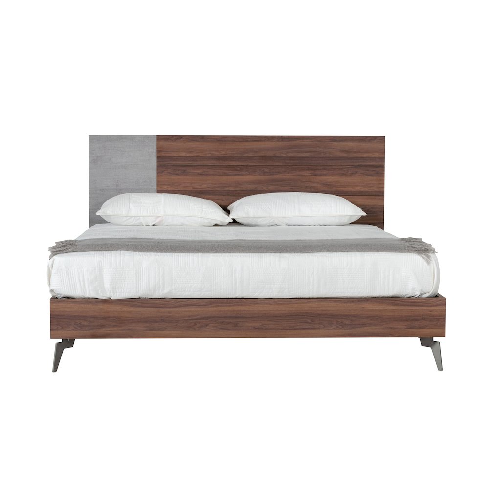 Nova Domus Palermo - Eastern King Modern Faux Concrete and Walnut Bed. Picture 1