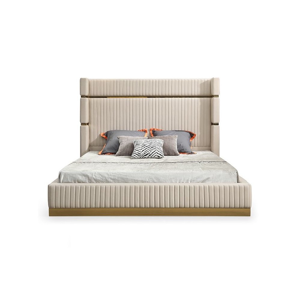 Modrest Sterling - Eastern King Modern Beige and Gold Bed. Picture 1