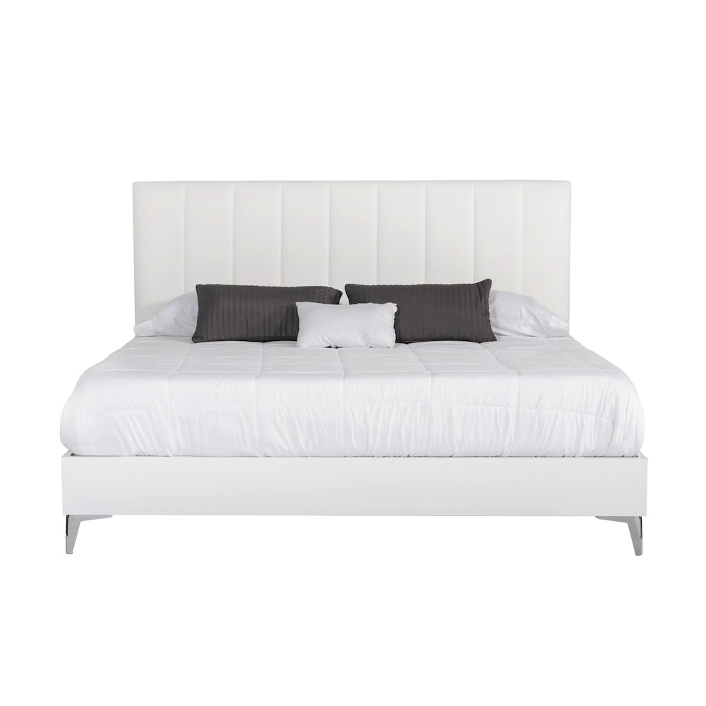 Nova Domus Angela - Eastern King Italian White Eco Leather Bed. Picture 1