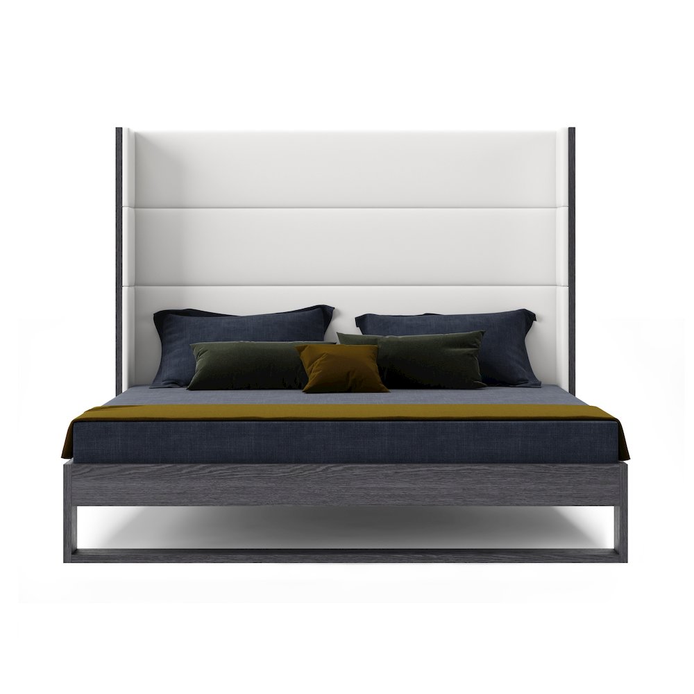 Modrest Heloise - Eastern King Contemporary White and Grey Bed. Picture 1